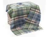 Plaid Pure Wool Irish Picnic Blanket - Denim/Green