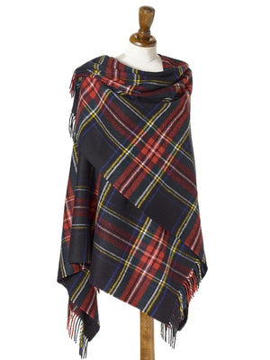 Tartan Lambswool Mini Shawl - Black Stewart