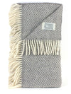 Herringbone 100% British Wool Throw - Marsh Grey