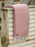 Herringbone Pure New Wool Throw - Dusky Pink/Pearl