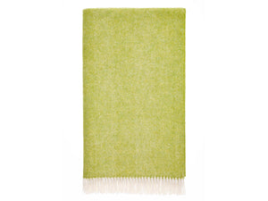 Herringbone Shetland Pure New Wool Throw - Lime