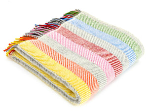 Stripe Pure New Wool Throw - Rainbow Grey