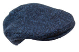 Herringbone Harris Tweed Flat Cap - Navy