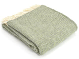 Illusion Pure New Wool Throw - Sage Green/Grey