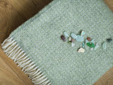 Illusion Pure New Wool Throw - Sage Green/Grey