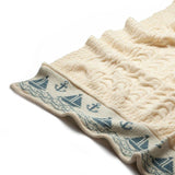 Knitted 100% British Wool Throw -  Nautical - Cream