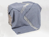 Herringbone Oversized Merino Cashmere Throw - Denim Blue