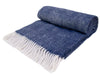 Herringbone Pure New Wool Throw - Navy