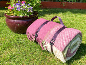 Block Check Waterproof Polo Picnic Blanket - Raspberry