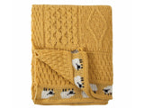 Knitted 100% British Wool Throw - Sunflower Yellow