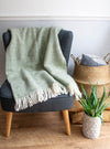 Illusion Pure New Wool Throw - Sage Green/Grey