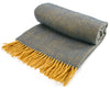 Herringbone Pure New Wool Throw - Navy/Mustard