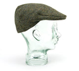 Herringbone Harris Tweed Flat Cap - Green