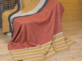 Stripe Merino Lambswool Throw - Mustard Orange & Charcoal