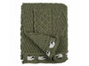 Knitted 100% British Wool Throw - Olive Green