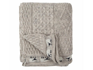 Knitted 100% British Wool Throw - Light Grey