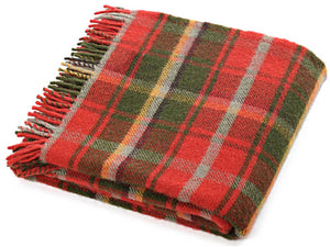 Tartan Pure New Wool Blanket - Dark Maple