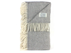 Herringbone 100% British Wool Throw - Marsh Grey