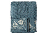 Knitted 100% British Wool Throw -  Nautical - Summer Storm Blue