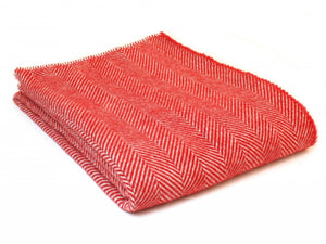 Herringbone Blanket Stitch Pure New Wool Throw - Red