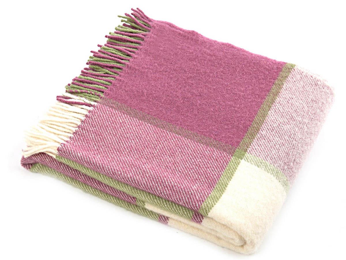 Tweedmill Schurwoll-Decke 'Bienenstock' In Dusky Rosa – 150x183 Cm Mit Fransen