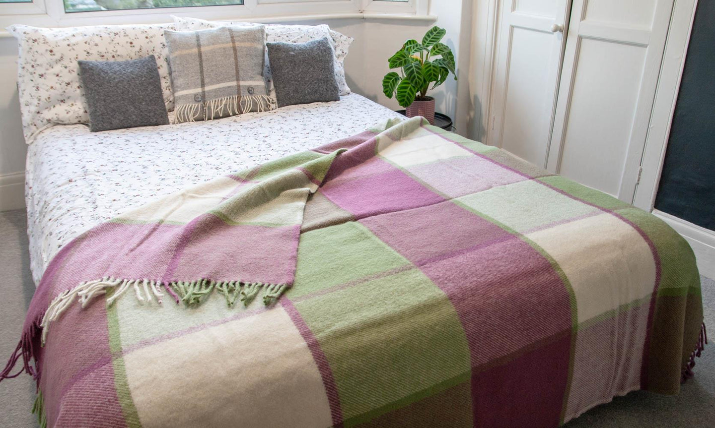 Block Check Pure New Wool Throw - Apple/Raspberry – Wool Blanket Online