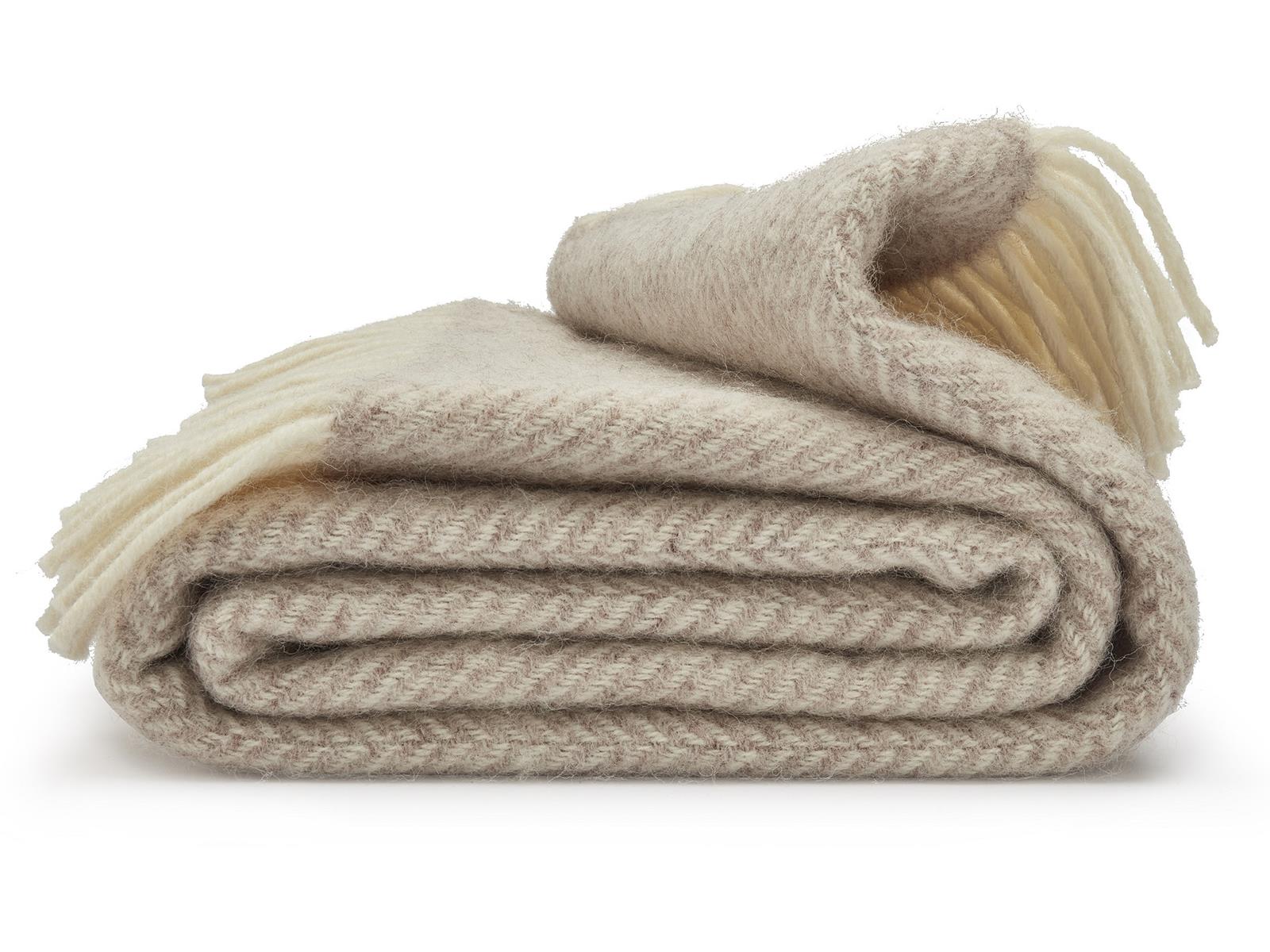 Evening Tales - Pure New Wool Blanket - Traditional Herringbone - Racing Green & Toffee