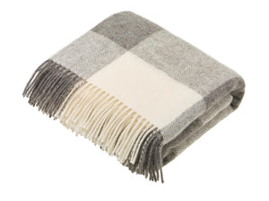 Natural Collection - Pure New Wool Throw - Block Check Grey
