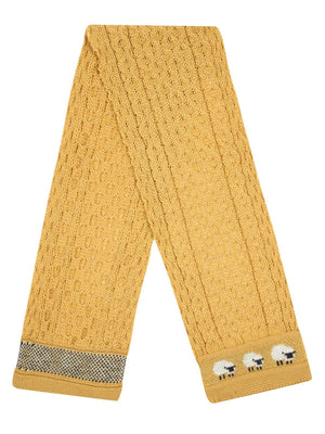 Knitted 100% British Wool Scarf - Sunflower Yellow