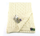 Knitted Aran British Wool Scarf - Cream