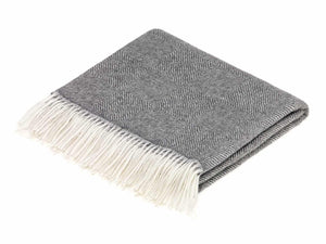 Alpaca Wool Throw - Herringbone Diamond Grey