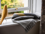 Stripe Merino Lambswool Throw - Grey Mix & Mustard