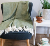 Herringbone Pure New Wool Throw - Olive