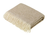 Herringbone Shetland Pure New Wool Throw - Natural