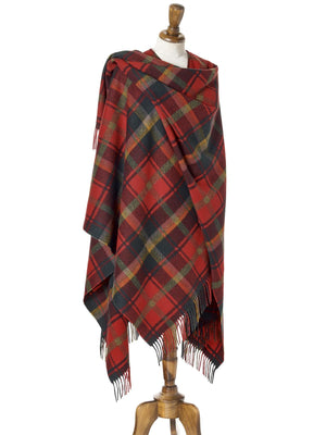 Tartan Lambswool Shawl - Dark Maple