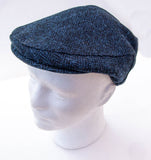 Herringbone Harris Tweed Flat Cap - Navy