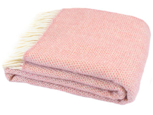 Honeycomb Pure New Wool Throw - Dusky Pink