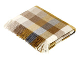 Harlequin Check Lambswool Throw - Gold
