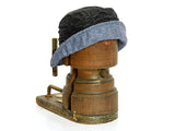 Tweed Wax Cloche Hat - Herringbone Blue Moon with Navy