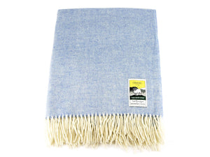 Herringbone Pure New Wool Blanket - Blue