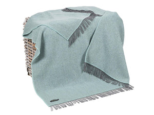 Herringbone Oversized Merino Cashmere Throw - Duck Egg