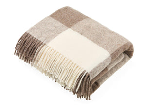 Natural Collection - Pure New Wool Throw - Block Check Brown