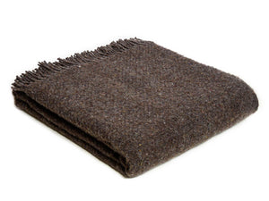 Diagonal Stripe Recycled Wool Throw - Coffee Brown