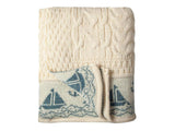 Knitted 100% British Wool Throw -  Nautical - Cream