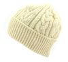 Knitted 100% British Wool Beanie Hat - Cream