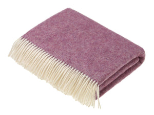 Herringbone Shetland Pure New Wool Throw - Pink