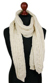 Knitted Aran British Wool Scarf - Cream