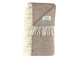 Herringbone 100% British Wool Throw - Tawny