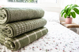 Herringbone Pure New Wool Throw - Olive