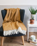 Herringbone Pure New Wool Throw - Mustard